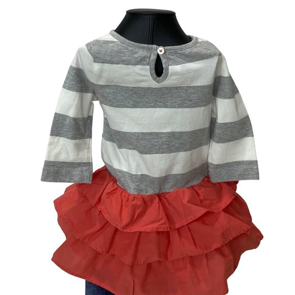 (4-116) Mini Boden Girls 2T Dress With Grey & White Stripes and a Blue Star - Picture 3 of 10